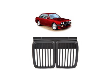 Přední maska, ledvinky BMW 3 (E30) Sedan Touring Convertible 1987-1994 Single Line, matná černá