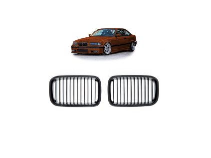 Přední maska, ledvinky BMW 3 (E36) Coupe Touring Compact Convertible Sedan Pre-Facelift 1991-1996 Single Line, matná černá