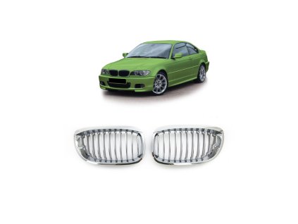 Přední maska, ledvinky BMW 3 (E46) Coupe Convertible Facelift 2003-2006 Single Line, chrom