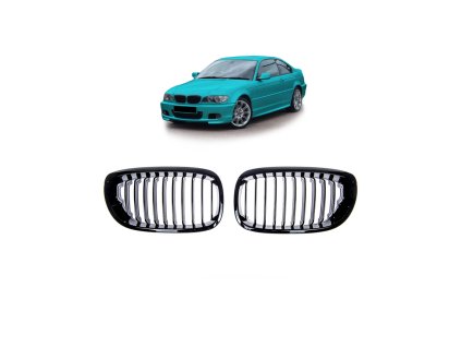 Přední maska, ledvinky BMW 3 (E46) Coupe Convertible Facelift 2003-2006 Single Line, leská černá
