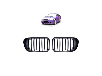 Přední maska, ledvinky BMW 3 (E46) Coupe Convertible Pre-Facelift 1999-2003 Single Line, matná černá