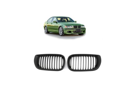 Přední maska, ledvinky BMW 3 (E46) Sedan Compact Touring Facelift 2001-2005 Single Line, matná černá