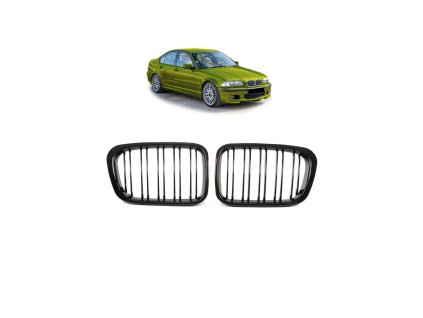 Přední maska, ledvinky BMW 3 (E46) Sedan Compact Touring Pre-Facelift 1998-2001 dvě linky, lesklá černá
