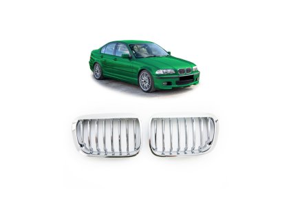 Přední maska, ledvinky BMW 3 (E46) Sedan Compact Touring Pre-Facelift 1998-2001 Single Line, chrom