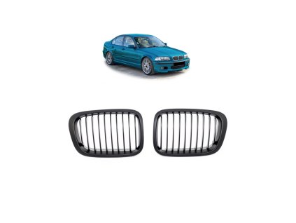 Přední maska, ledvinky BMW 3 (E46) Sedan Compact Touring Pre-Facelift 1998-2001 Single Line, matná černá