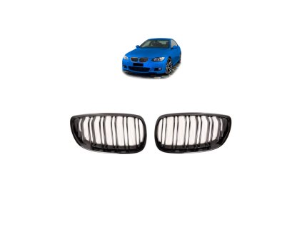 Přední maska, ledvinky BMW 3 (E92) Coupe (E93) Convertible Pre-Facelift 2005-2010 dvě linky, lesklá černá
