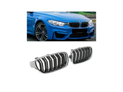 Přední maska, ledvinky BMW 3 (F30) Sedan (F31) Touring 2011-2019 Dual Line, chrom černá
