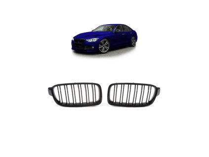 Přední maska, ledvinky BMW 3 (F30) Sedan (F31) Touring 2011-2019 dvě linky, lesklá černá