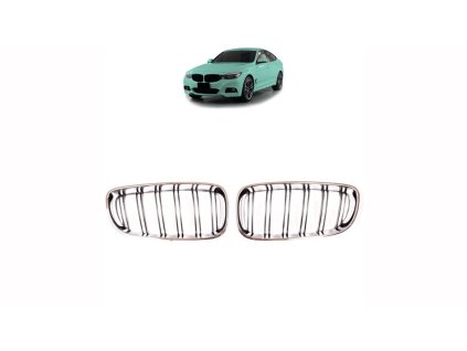 Přední maska, ledvinky BMW 3 (F34) Gran Turismo 2013-2020 Dual Line, chrom černá