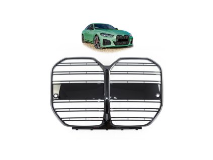 Přední maska, ledvinky BMW 4 (G26) Gran Coupe 2021- dvě linky, lesklá černá