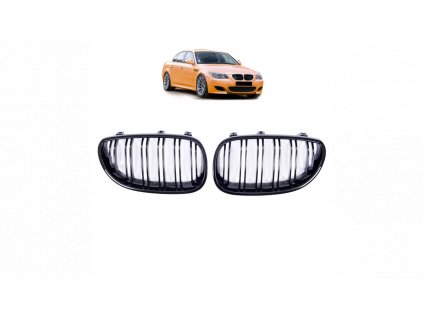 Přední maska, ledvinky BMW 5 (E60) Sedan (E61) Touring 2003-2010 dvě linky, lesklá černá