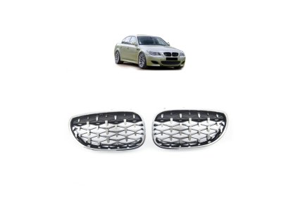 Přední maska, ledvinky BMW 5 (E60) Sedan (E61) Touring 2003-2010 lesklá černá/chrom