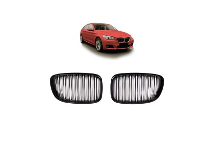 Přední maska, ledvinky BMW 5 (F07) Gran Turismo 2013-2017 dvě linky, lesklá černá