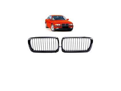 Přední maska, ledvinky BMW 7 (E38) 1994-2001 Single Line, leská černá