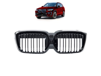 Přední maska, ledvinky BMW iX3 (G08) 2021- dvě linky, lesklá černá