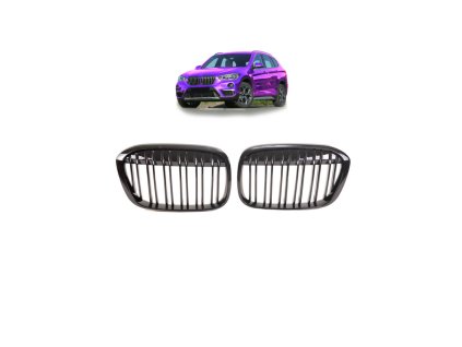 Přední maska, ledvinky BMW X1 (F48) Pre-Facelift 2015-2019 Single Line, leská černá