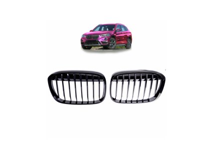 Přední maska, ledvinky BMW X1 (F48) Pre-Facelift 2015-2019 Single Line, leská černá