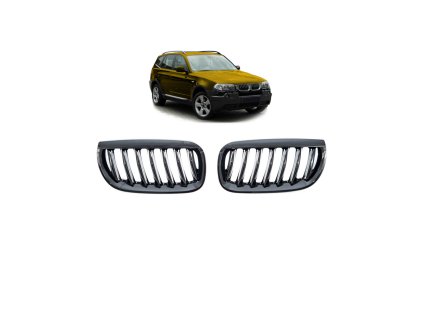 Přední maska, ledvinky BMW X3 (E83) Pre-Facelift 2003-2006 Single Line, leská černá