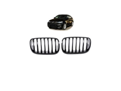 Přední maska, ledvinky BMW X6 (E71, E72) X5 (E70) 2007-2013 Single Line, leská černá