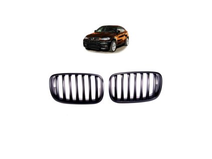 Přední maska, ledvinky BMW X6 (E71, E72) X5 (E70) 2013-2018 Single Line, matná černá