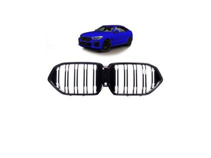 Přední maska, ledvinky BMW X6 (G06, F96) 2019- dvě linky, lesklá černá
