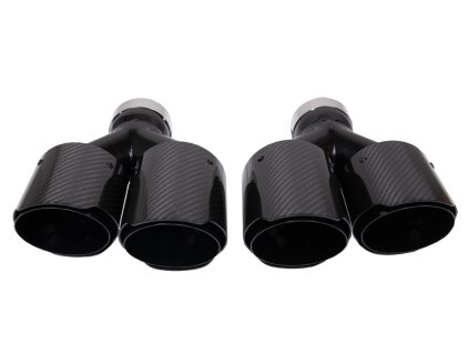Koncovka výfuku 2x101mm, vstup 70mm, sada karbonových lesklých