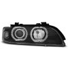 Přední světla BMW E39 95-03 Angel Eyes - černé LED D2S / H7