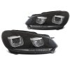 Přední světla VW Golf VI 08-12 U-TYPE černá DRL SEQ LED INDICATOR