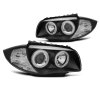 Přední světla BMW 1 E87, E81 04-11 - černá Angel Eyes CCFL