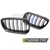 Přední maska, ledvinky BMW E92 / E93 06-10 lesklá černá, dvojitá žebra s třemi barevnými pásky