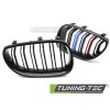 Přední maska, ledvinky BMW E60 / E61 03-10 lesklá černá, dvojitá žebra s třemi barevnými pásky