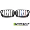 Přední maska, ledvinky BMW X5 E70 07-13 / X6 E71 08-14 lesklá černá, dvojitá žebra s třemi barevnými pásky