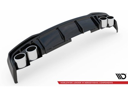 maxton design vlozka zadniho narazniku s imitacemi koncovek vyfuku pro audi s6 c8 cerny leskly plast abs s chromovymi koncovkami