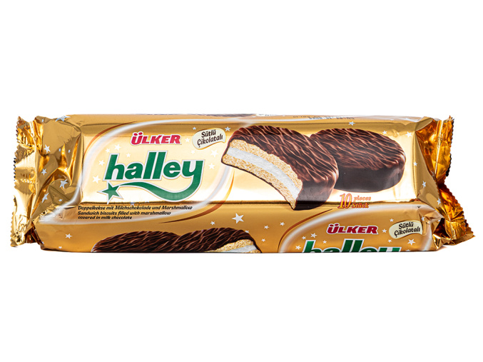 Sušenky marshmallow s mléčnou čokoládou - Sütlü Çıkolatalı Halley ÜLKER 300g - www.turecky-sen.cz