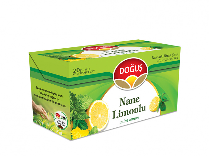 Čaj turecký máta a citrón porcovaný - Poşet Çay Nane Limon DOĞUŞ 40g - www.turecky-sen.cz