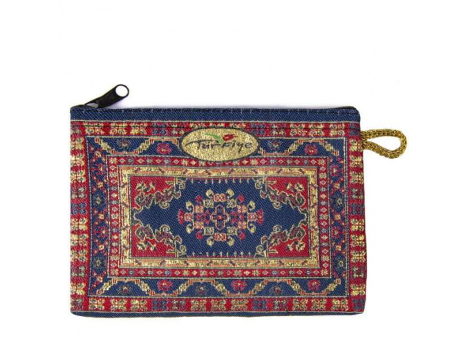 Peněženka na zip - malá s tureckým vzorem - červenomodrá textilie-  Cüzdan Kırmızı -Mavi  Renk