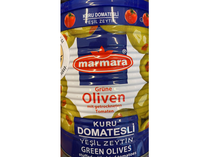 Olivy zelené se sušenými rajčaty -  Yesil Zeytin Kuru Domatesli MARMARA 800g