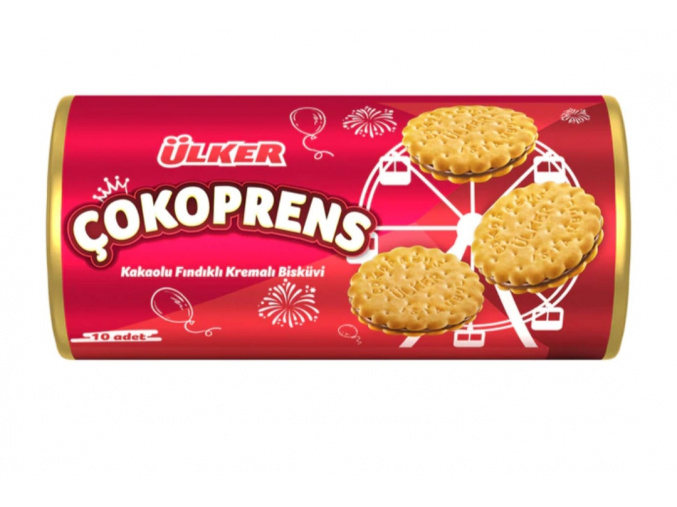 Turecké šušenky lískooříškový čokoládový krém - Çokoprens Kakaolu Findikli Kremali Biskuvi ÜLKER 300g