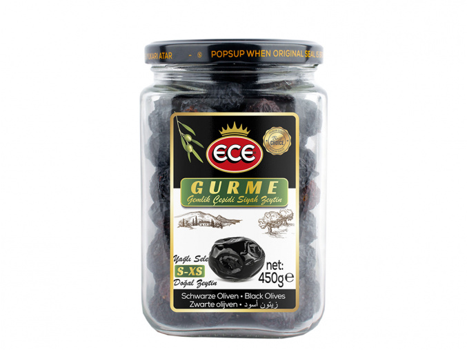 Černé olivy - GURME Yağlı Sele Siyah Zeytin S-XS ECE 450g - www.turecky-sen.cz