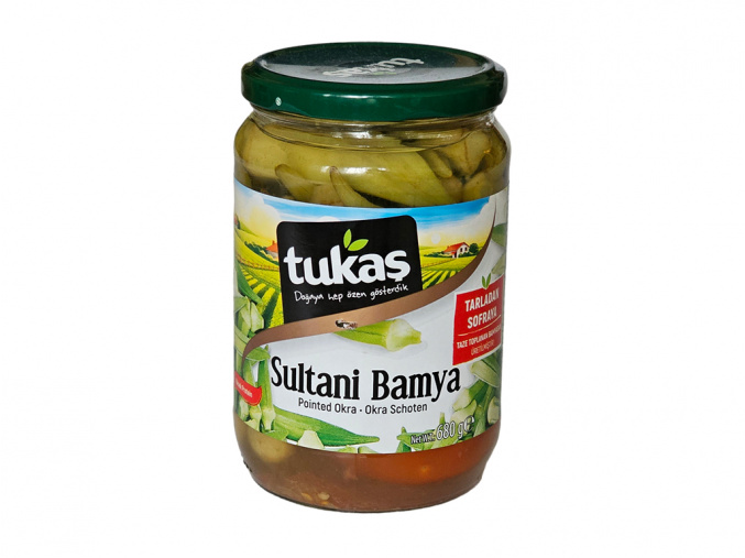 Nakládaná špičatá okra - Sultani Bamya TUKAŞ 680g - www.turecky-sen.cz