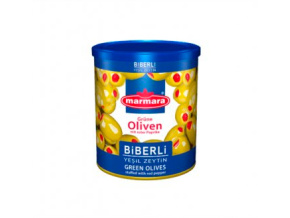 Olivy zelené s papričkou - Biberli Yeşil Zeytin 400g - www.turecky-sen.cz