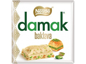 Bílá čokoláda s kousky pistácií a baklavou - Beyaz Çikolata Antep Fistikli Baklavalik DAMAK 60g - www.turecky-sen.cz