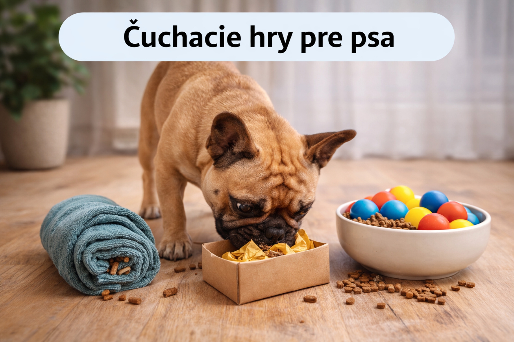 Čuchacie hry pre psa: konkrétne návody, ktoré ho unavia aj doma