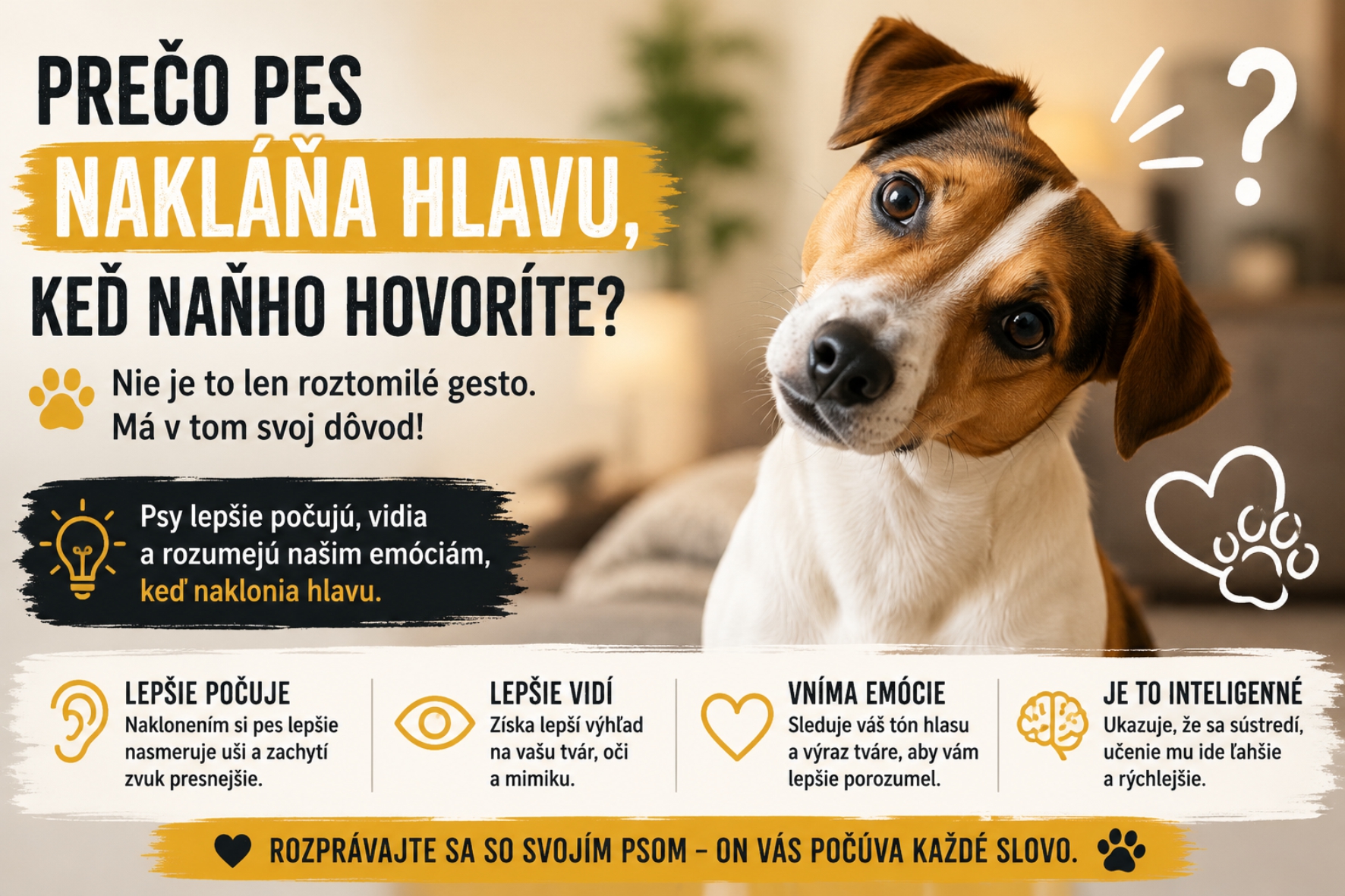 Prečo pes nakláňa hlavu, keď na neho rozprávate? Nie je to len roztomilé gesto