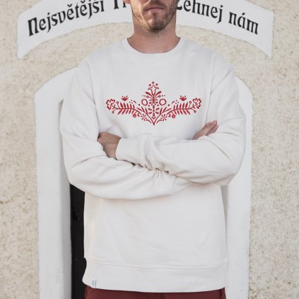 Mikina krémová výšivka
