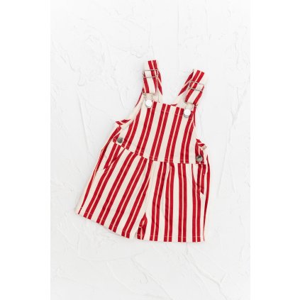 Red/Pink Stripe Denim Overalls
