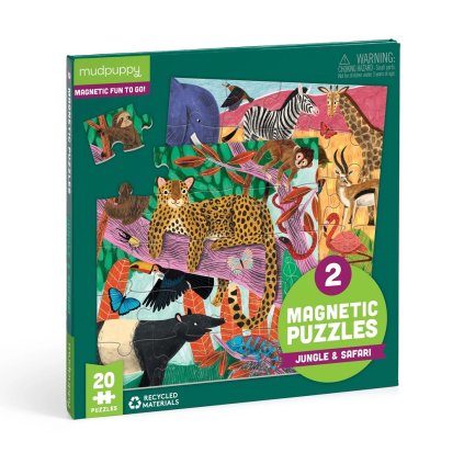 Magnetické puzzle Safari a džungle 2x20 dílků | Mudpuppy