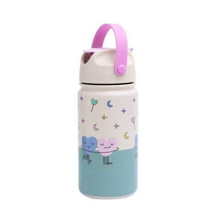 Izolovaná nerezová láhev pro děti s motivem tančících srdíček 420ml | The Cotton Cloud