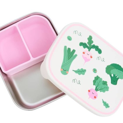 Nerezový svačinový box s přihrádkami Veggie Pals | The Cotton Cloud
