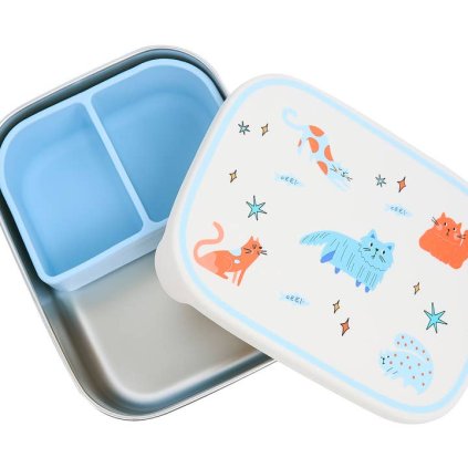 Nerezový svačinový box s přihrádkami Meowtiful Cats | The Cotton Cloud